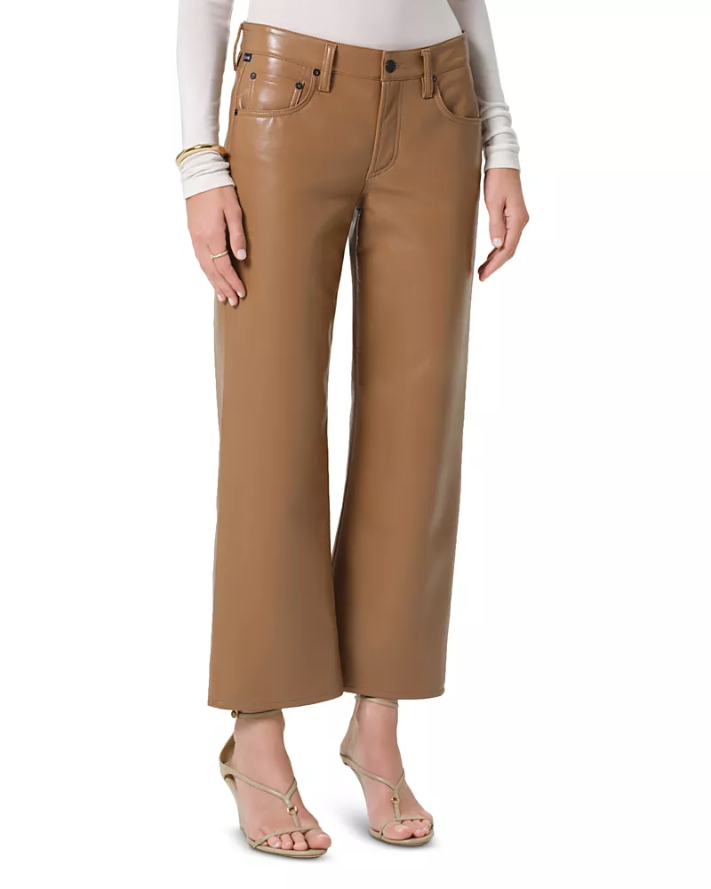 Citizens of Humanity Faye Leather Vintage Straight Jeans in Pale Toffee