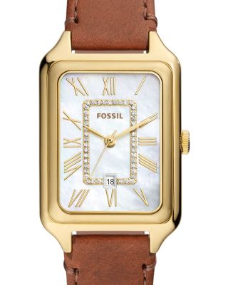 Raquel Three-Hand Date Medium Brown Leather Watch, 26mm x 40mm