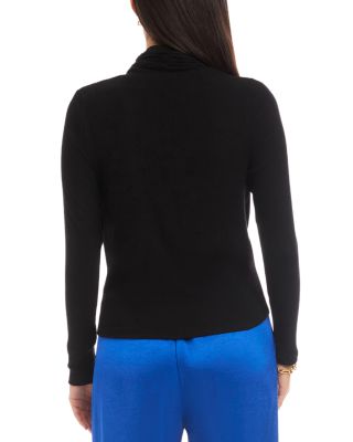 Long Sleeve Ribbed Drape Front Crossover Top