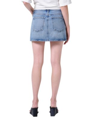 Keira Skinny Waistband Denim Miniskirt in Broadcast