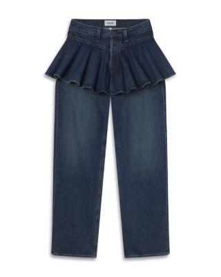 Peplum High Rise Straight Jeans in Peak