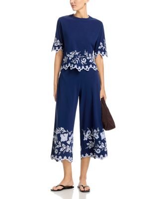 Embroidered Elbow Sleeve Top