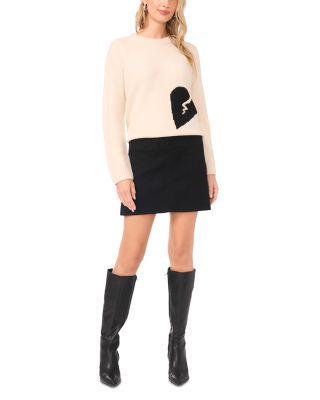 Heart Motif Crewneck Sweater