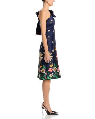 Mikado Floral Butterfly One Shoulder Dress