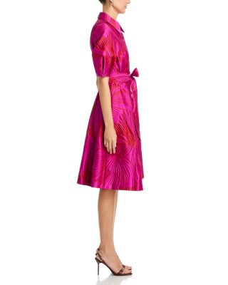 Jacquard Puff Sleeve Shirt Dress