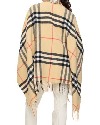 Contrast Check Cashmere & Wool Cape