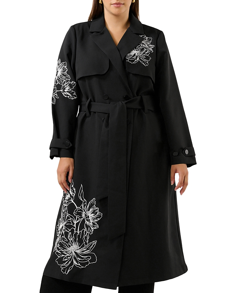 Estelle Plus Monet Embroidered Trench Coat