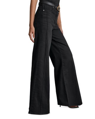 Petite Mid Rise Wide Leg Jeans in Black