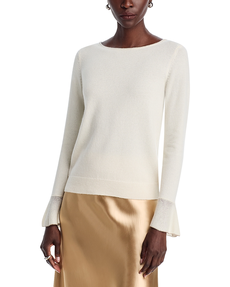 Lafayette 148 New York Ruffle Trim Bateau Neck Sweater