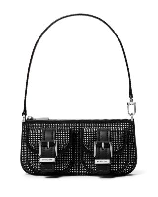 Michael Kors Zoe Small Leather Convertible Pouchette In Black