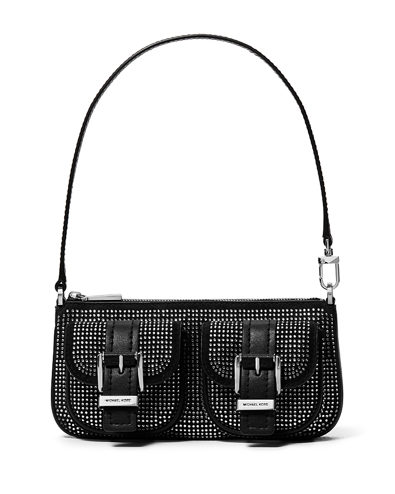 Michael Kors Zoe Small Leather Convertible Pouchette In Black