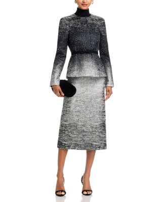 Ombr&amp;eacute; Boucl&amp;eacute; Jacquard Pencil Skirt