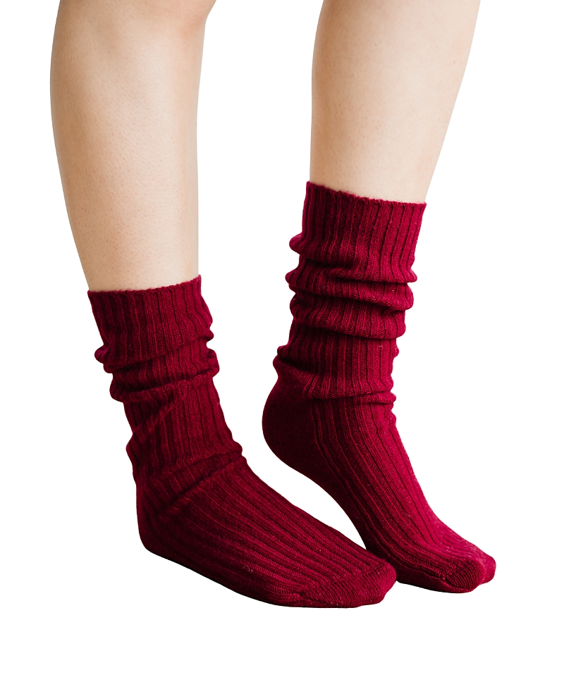 Kip. Merino Cashmere Sleep Socks In Red