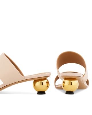 Women's Leather Bauble Heel Sandals