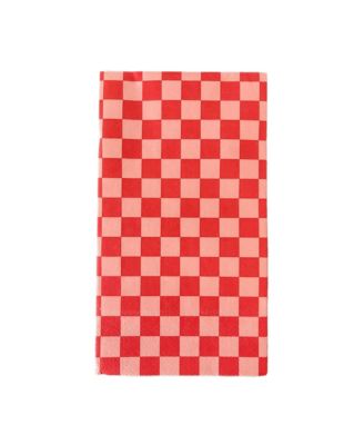 Jollity & Co Harlequin Checkered Paper Guest Napkins, Set Of 16 In Red