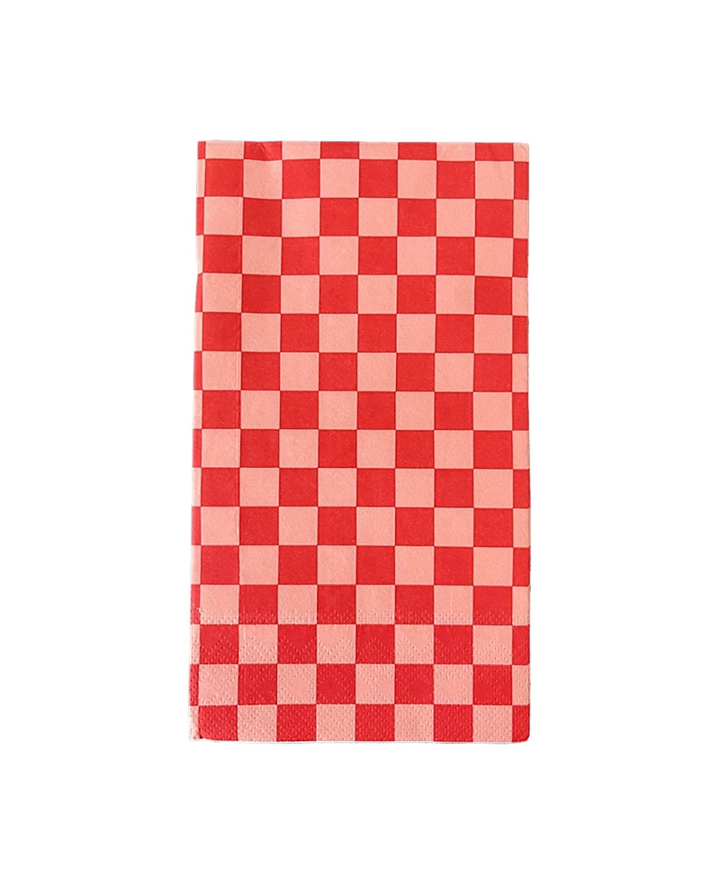 Jollity & Co Harlequin Checkered Paper Guest Napkins, Set Of 16 In Red