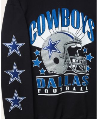  Unisex NFL Dallas Cowboys Glitter Helmet Flea Market Crew Fleece Sweatshirt