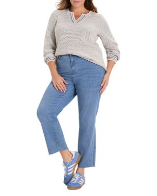 Tuck Texture Split Neck Sweater