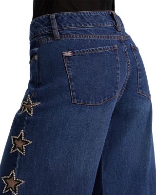Amazing Low Rise Embellished Wide Leg Jeans in Dark Rinse