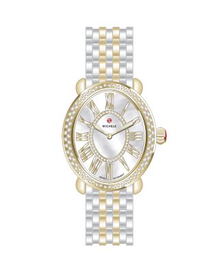Serein Oval Diamond Two Tone 18K Gold-Plated Watch, 24mm x 27mm