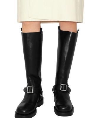 Women&#39;s Leather Saddle High Boots