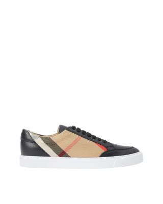 Women&#39;s Check and Leather Sneakers