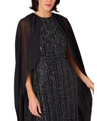 Beaded Cape Long Dress