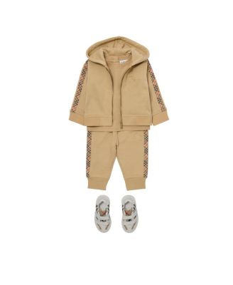 Unisex Check Trim Cotton Zip Hoodie - Baby