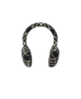 Check Wool Cashmere Earmuffs