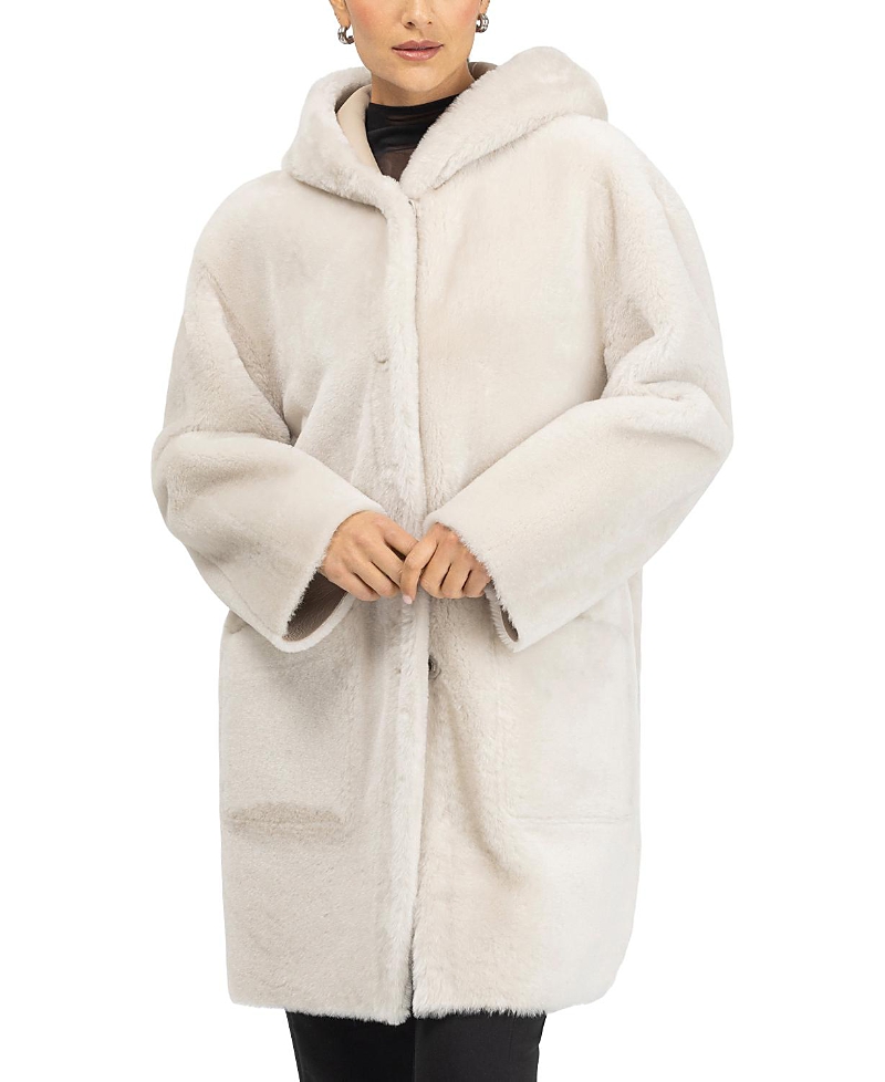 Gorski Merino Shearling Lamb Parka Coat In White