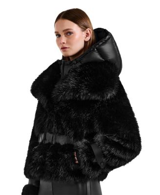 Chloe Faux Fur Jacket with Removable Puffer Hood