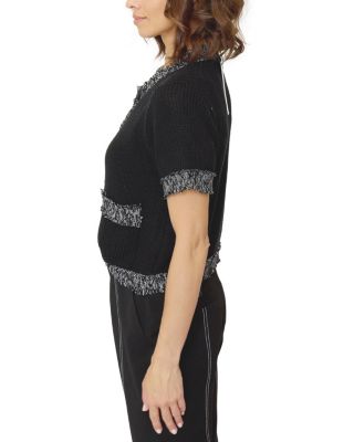  Women's Maribel Frayed Edge Tweed Sweater Tee