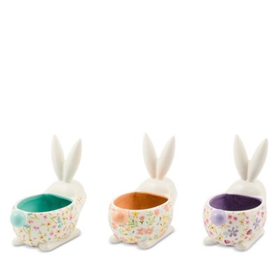 Posie Patch Ceramic Rabbit Candy Dishes, Set of 3