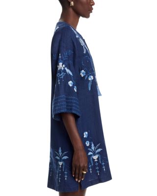 Linen Tie Front Kimono Dress