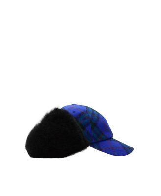 Check Wool Trapper Cap