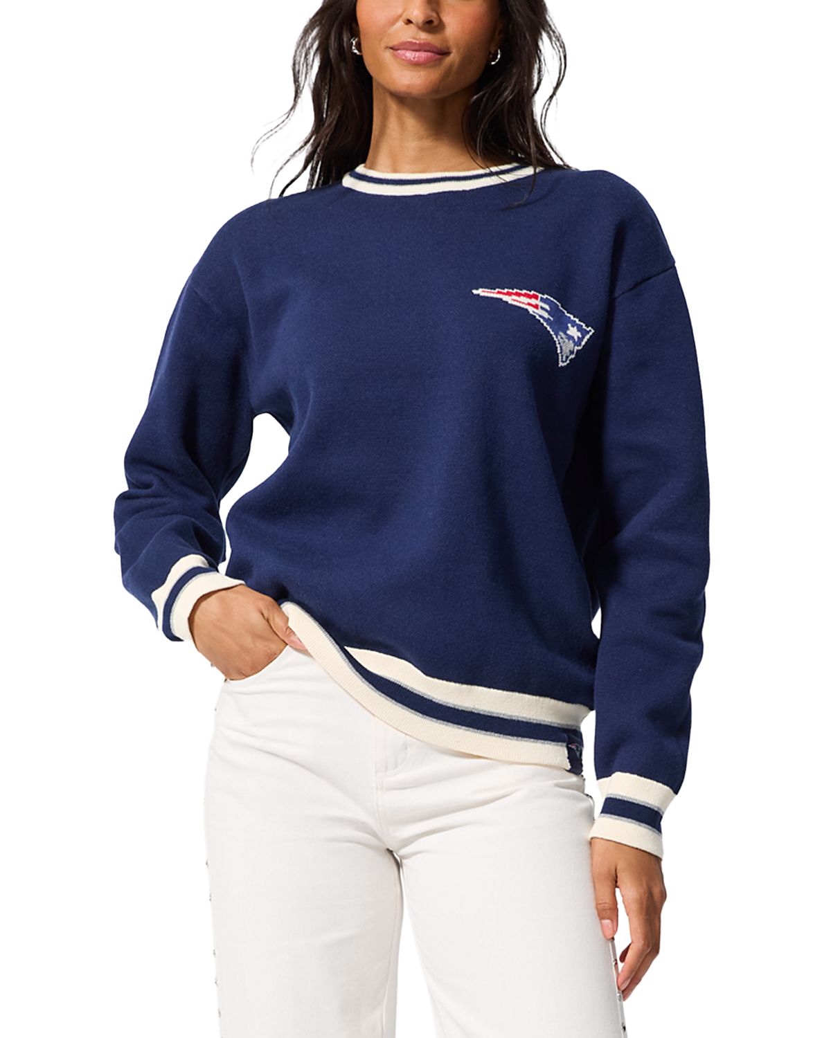 Terez New England Patriots Jacquard Crewneck Sweater