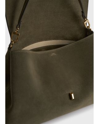 T Lock Suede Satchel