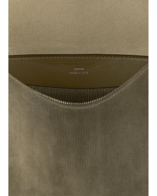 Bevel Medium Corded Suede Shoulder Bag 