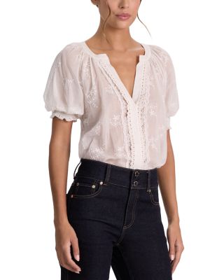 Thalia Embroidered Puff Sleeve Top