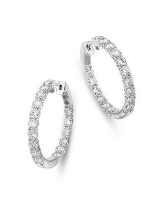 Diamond Inside Out Hoop Earrings in 14K White Gold, 2.0 tcw