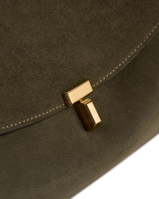 T Lock Suede Satchel
