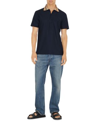 Check Collar Cotton Polo Shirt