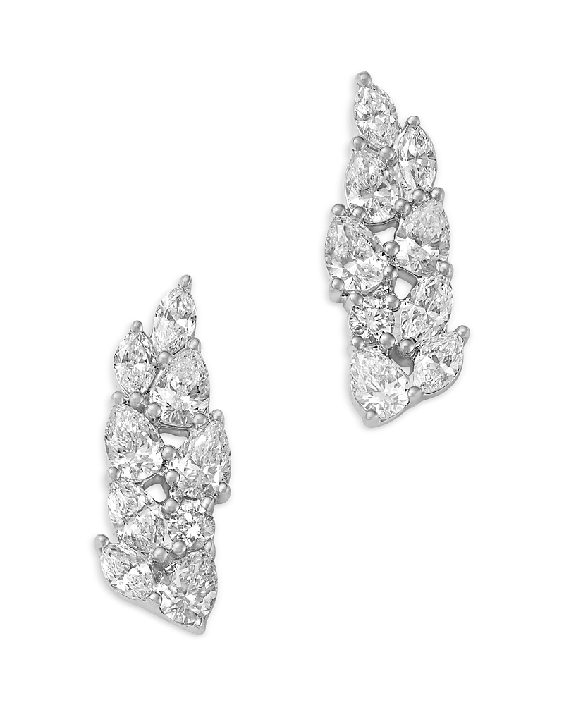 Bloomingdale's Fine Collection Luxe Collection Certified Lab Grown Diamond Mixed Cut Ear Climbers in 14K White Gold, 1.33 tcw