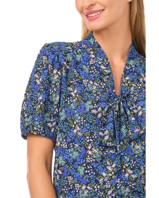 Tie Neck Short Sleeve Top