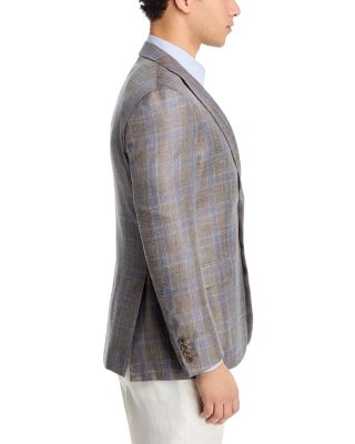 Siena Wool, Silk, & Linen M&eacute;lange Plaid Regular Fit Sport Coat