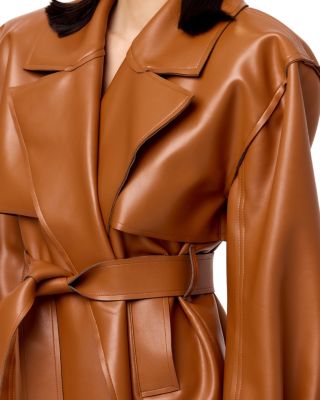 Leather Cropped Trench Jacket