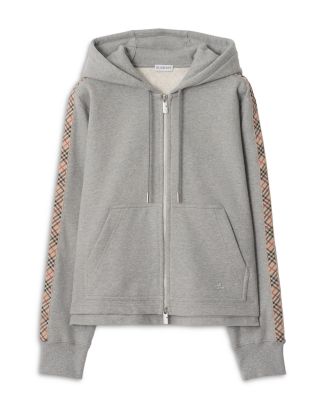 Burberry Check Trim Cotton Zip Hoodie | Bloomingdale's Women