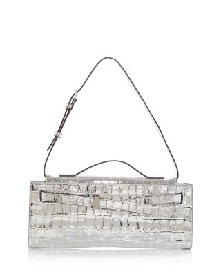 Dash Croc Embossed Leather Clutch