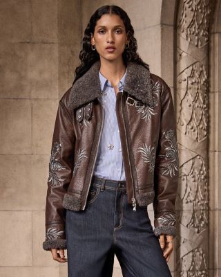 Devyn Faux Leather Aviator Jacket