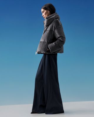 Sequin Velvet Short Puffer Coat